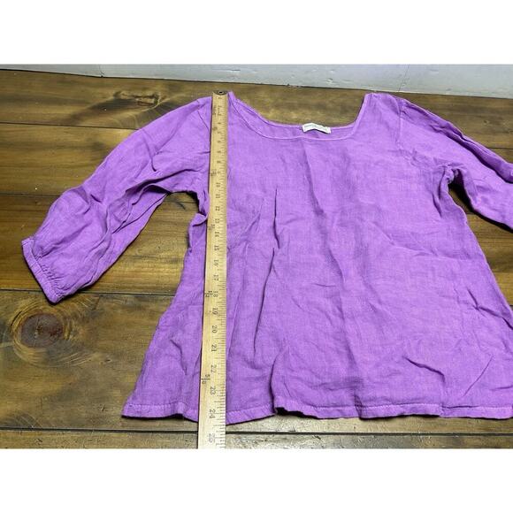 Terzo Millennio Size L Linen Tunic Top Italy Purple 3/4 Sleeve Made In Italy - Picture 5 of 8